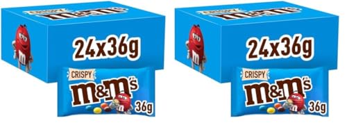 M&M's Crispy, Schokoladen Großpackung, 24 x 36g, Knusprige Schokolinsen, Schokoladen Geschenk (816g) (Packung mit 2)