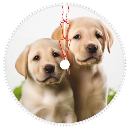 Jupe de sapin Labrador avec pompons 122 cm pour décor de Noël - 2