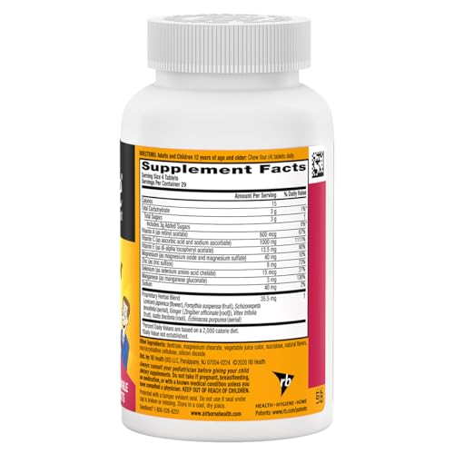 Airborne 1000mg Vitamin C + Zinc Immune Support Supplement Chewable Tablets, Very Berry Flavor with Powerful Antioxidants Vitamins A C & E, 116 Chewable Tablets (2 Pack) - Thumbnail 5