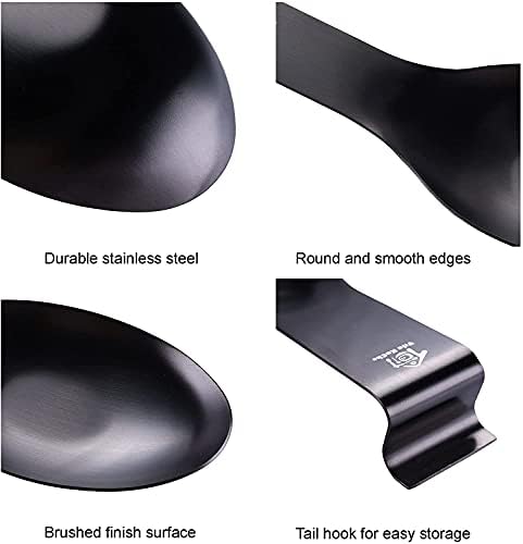 Vila KuChe Stainless Steel Spoon Rest for Kitchen Spoon Holder Counter Cooking Utensil Rest Spoon Heavy Duty Dishwasher Safe 2pcs(Black)