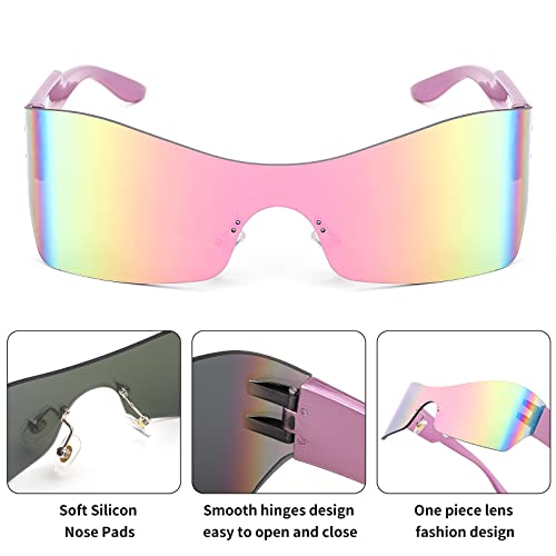 FEISEDY Fashion Rimless Futuristic Wrap Around Sunglasses Women Men punk Visor Sunglasses B23294
