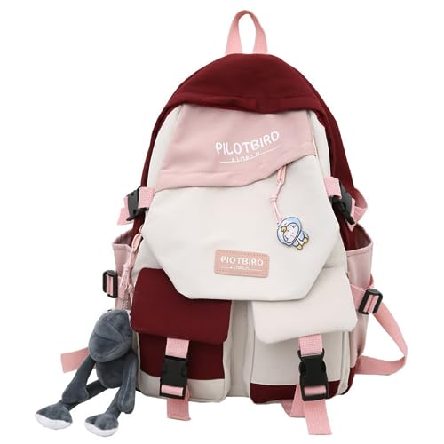 Cute Large Capacity Backpack Women Waterproof Harajuku Backpack for Man Female Laptop Bag Travel Backpack (Red)
