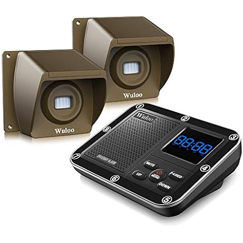 Wireless Driveway Alarm 1800 Feet Long Range Motion Sensor Alert System Driveway Detector for Home with 1800mAh Rechargeable Battery (1&2-Brown) Cover