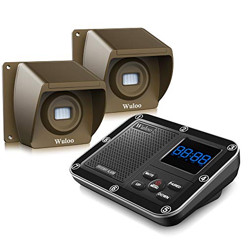 Image of Wireless Driveway Alarm 1800 Feet Long Range Motion Sensor Alert System Driveway Detector for Home with 1800mAh Rechargeable Battery (1&2-Brown)