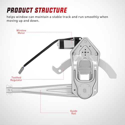 Image of Nilight 741-832 Power Window Regulator with Motor for Ford Ranger | Window Lift Motor Assembly fits 1993-2011 models; front passenger side right door replacement for smooth glass movement