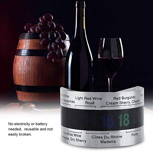Wein Thermometer, Edelstahl Wein LCD Thermometer Flasche Bier Rotweine Armband Temperatursensor
