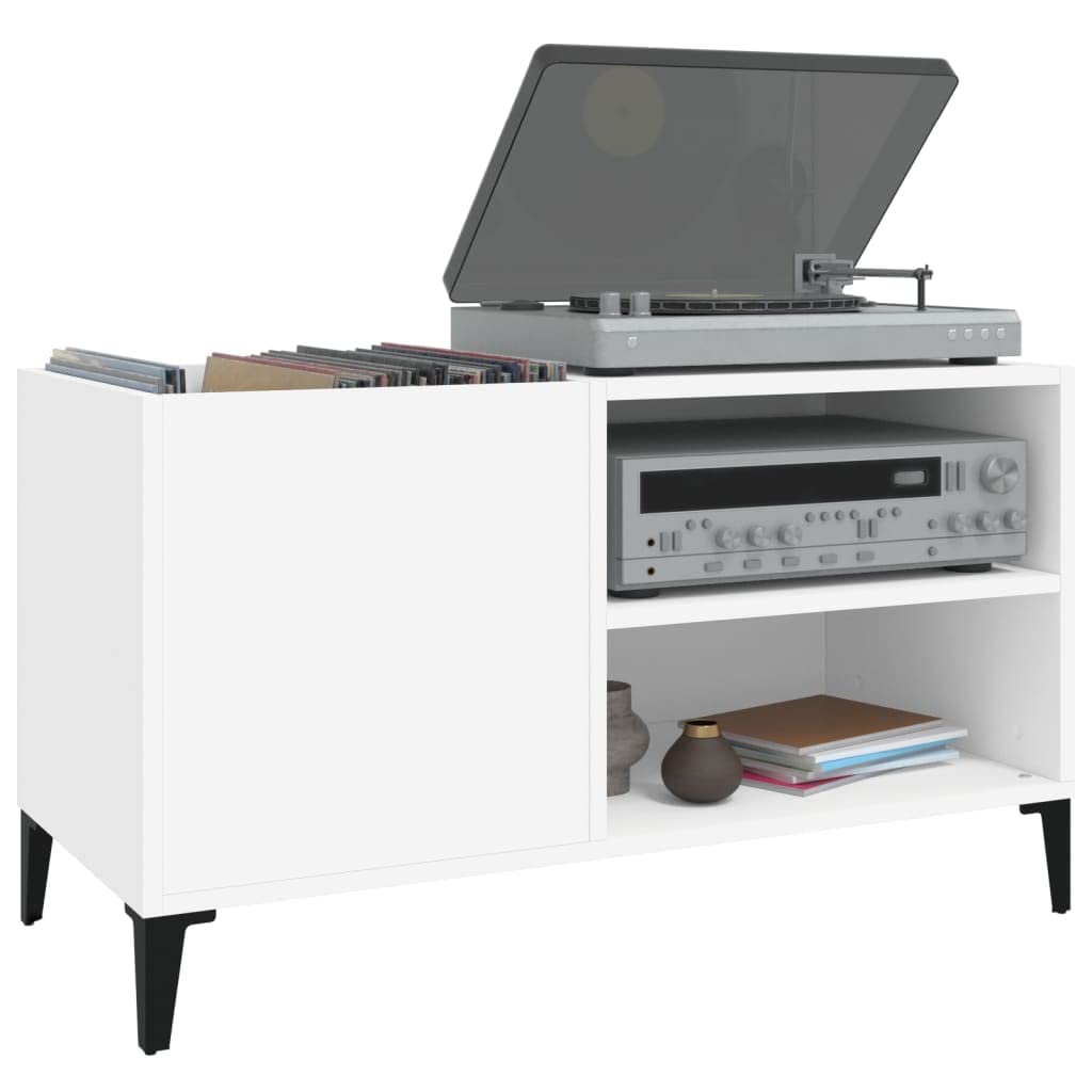 Mobile Porta Dischi In Vinile Bianco - 84,5x38x48 Cm, Legno Multistrato Resistente, Con Piano Robusto Per Giradischi - Foto 11