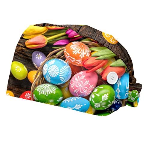 Casquettes de travail ajustables JDEZ imprimé œufs et fleurs pour le service