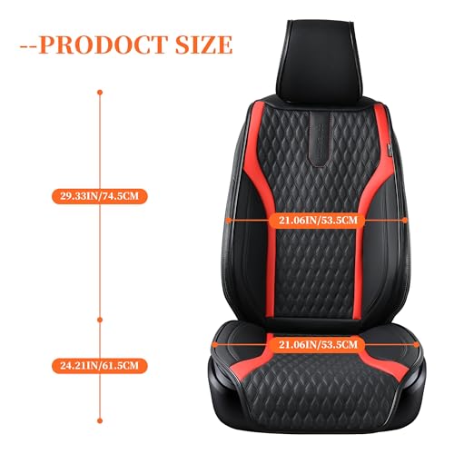 Image of Coverado Front Seat Covers, 2PCs Seat Covers for Cars, Car Seat Cushion Waterproof Leather Car Seat Protector, Driver Seat Cover Universal Fit for Most Sedans SUV Truck Black&Red