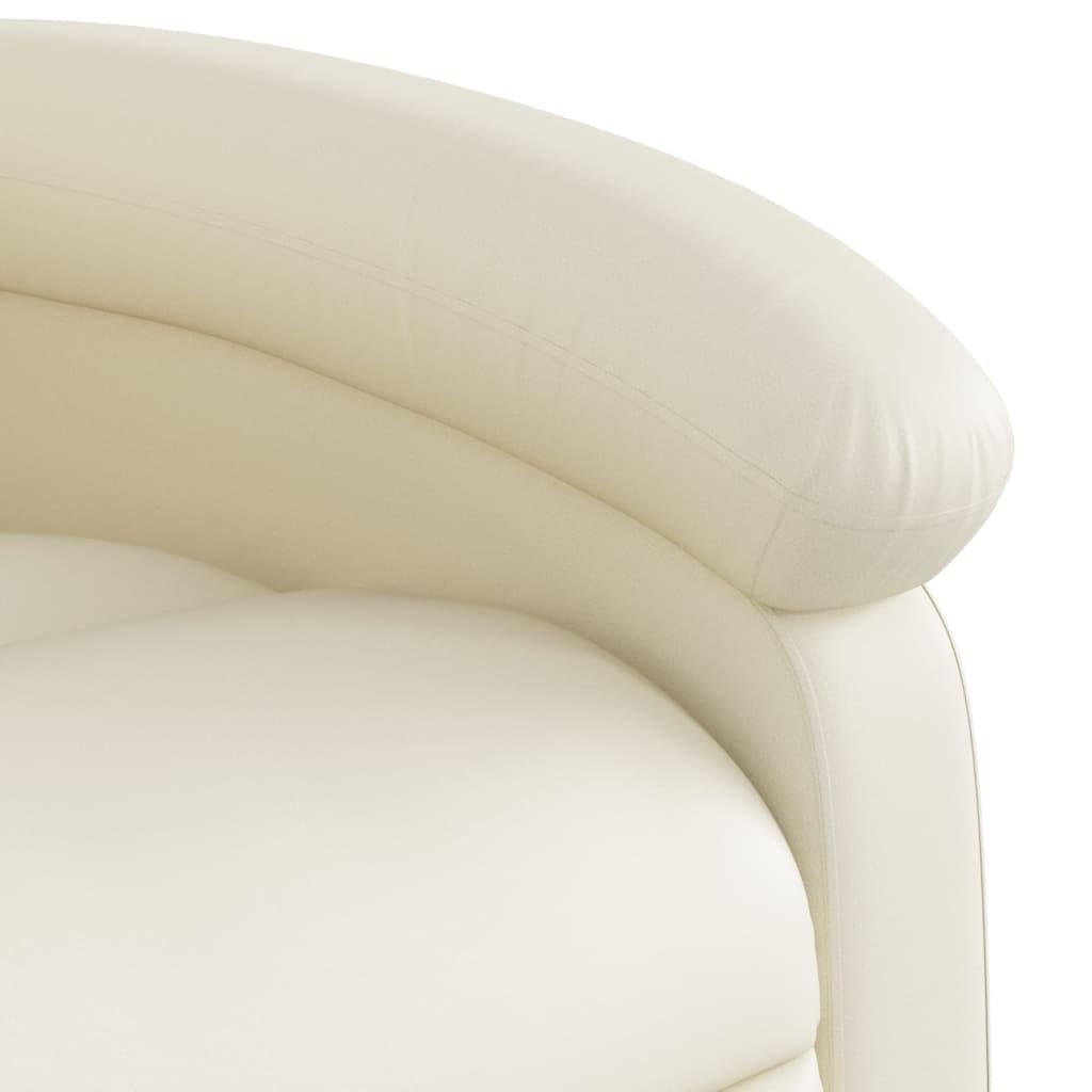 IKAYAA Sillón Masaje Reclinable Sillón Masaje Eléctrico Sillon Relax Reclinable Sillon Reclinable Manual Sillón Relax de Cuero Sintético, con Prácticos Bolsillo, Crema