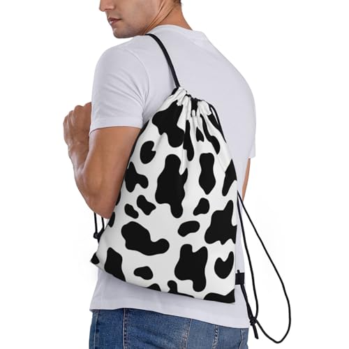Cute Cow Print Drawstring Backpack Bags Adjustable Bag for Gym Traveling, Hiking, Yoga, Shopping3