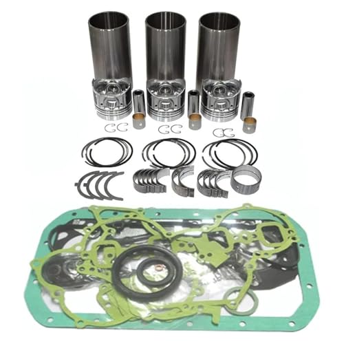 1 juego de kit de reconstrucción y reacondicionamiento D1305 compatible con tractores con motor Kubota D1305 R1-261 B2650 B2920 KB23X KB225. Incluye kit de camisas, pistones y bujes.