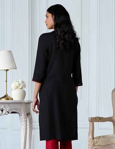 Image of Amazon Brand - Myx Women Embroidered Straight Fit Kurta (Available in Plus Sizes)