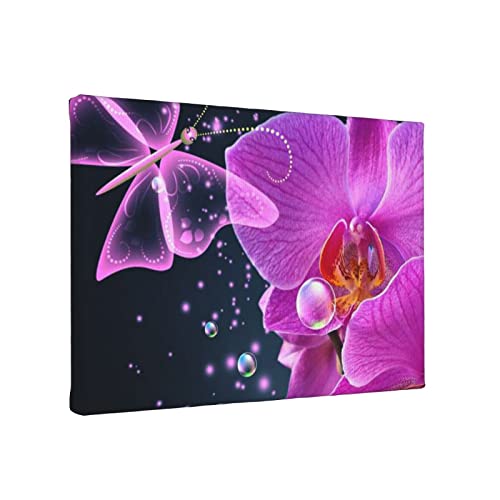 Impression sur toile papillon et fleur violette 20x30 cm pour décoration murale de maison