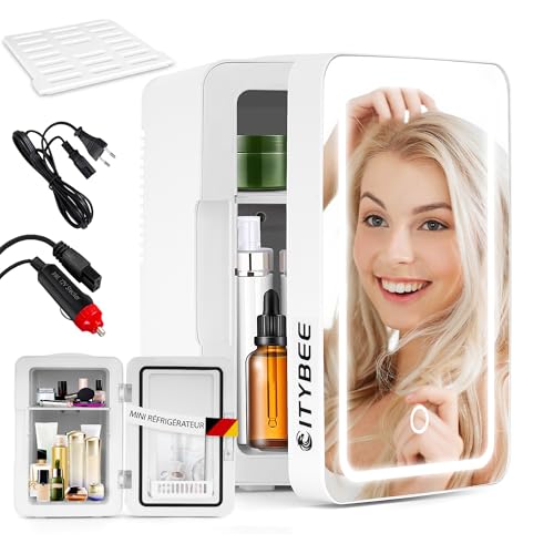 Citybee Nevera Pequeña Portatil 6L, Mini Nevera para Habitacion 230V/12V, Nevera Cosmeticos Skincare Silenciosa Frigorifico Pequeño para Auto, Camping, Oficina (Blanco)