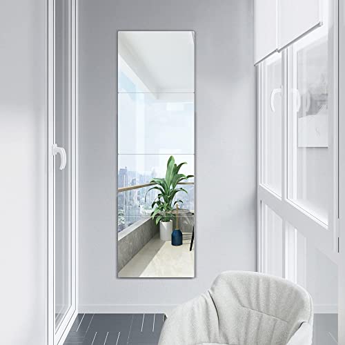 Nkjve Frameless Acrylic Mirrors For Bedroom - 4 Pack (12X12 Inch), Thick 1/8 Inch, Full Length Wall Mirror For Home Gym, Door Mirror, Unbreakable Long Mirror For Wall Decor #TOP1