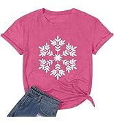 Merry Christmas Tshirts Women Funny Cute Snowflake Letter Print Graphic Print Tee Best Xmas Gifts...