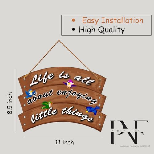 Image of Generic PNF Life is All About Enjoying Little Things Quote Wall art & Door Hanging Frame For Kitchen, Dining, restaurants Decor | Walland home Decor for Living Room | Room Decor Wall Decor Items For Bedroom | (Wooden, 11x9 Inch,Brown)-10-1, Medium (PNF-WALLHANGING-1)