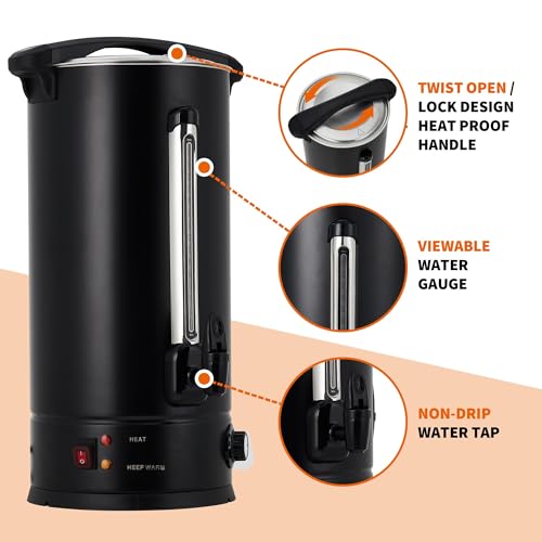 Image of 16 L /110 Cups Coffee Urn, Commerical Coffee Maker Hot Water Urn, Large Percolator Pot Dispenser With Double-Wall Stainless Steel, Quick Brew, Stays Hot for Tea & Beverage at Events & Catering(Black)