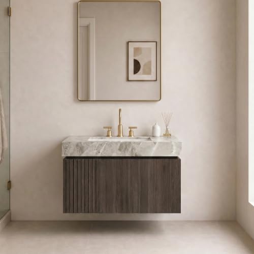 30 Inch Bathroom Vanity with Sink, Floating Cabinet, Sintered Stone Top