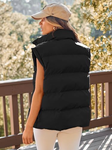 Automet Womens Puffer Vests Fall Fashion Jackets Puffy Outfits 2024 Trendy Sleeveless Long Down Coats Outerwear Quilted Winter Plus Size Bubble Clothes Pocket Black S thumb #3