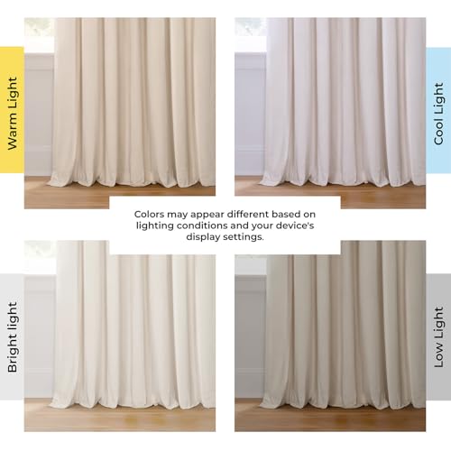 Image of HPD Half Price Drapes Velvet Blackout Curtains /Drapes - 96 Inches Long 1 Panel Blackout Curtain Signature Pleated for Living Room & Bedroom - 25W X 96L, Ecru