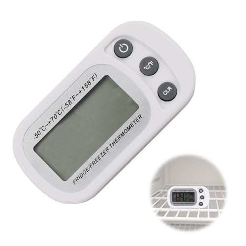 wilcractk Termómetro para Frigorífico Digital Impermeable Con C/F Ajustable Y Pantalla Clara, Compacto Para Neveras, Congeladores Y Vitrinas Domésticas