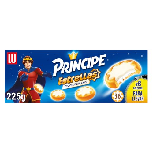 Príncipe Estrellas, Galletas Cubiertas de Chocolate Blanco, 225g