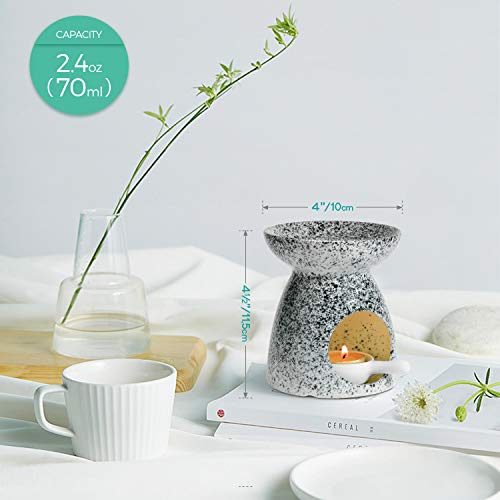 Comsaf Essential Oil Burner Wax Melt Burner With Candle Spoon, Aromatherapy Aroma Burner Ceramic Oil Diffuser Candle Tealight Oil Warmer Yoga Spa Home Bedroom Decor Christmas Housewarming Gift #TOP7