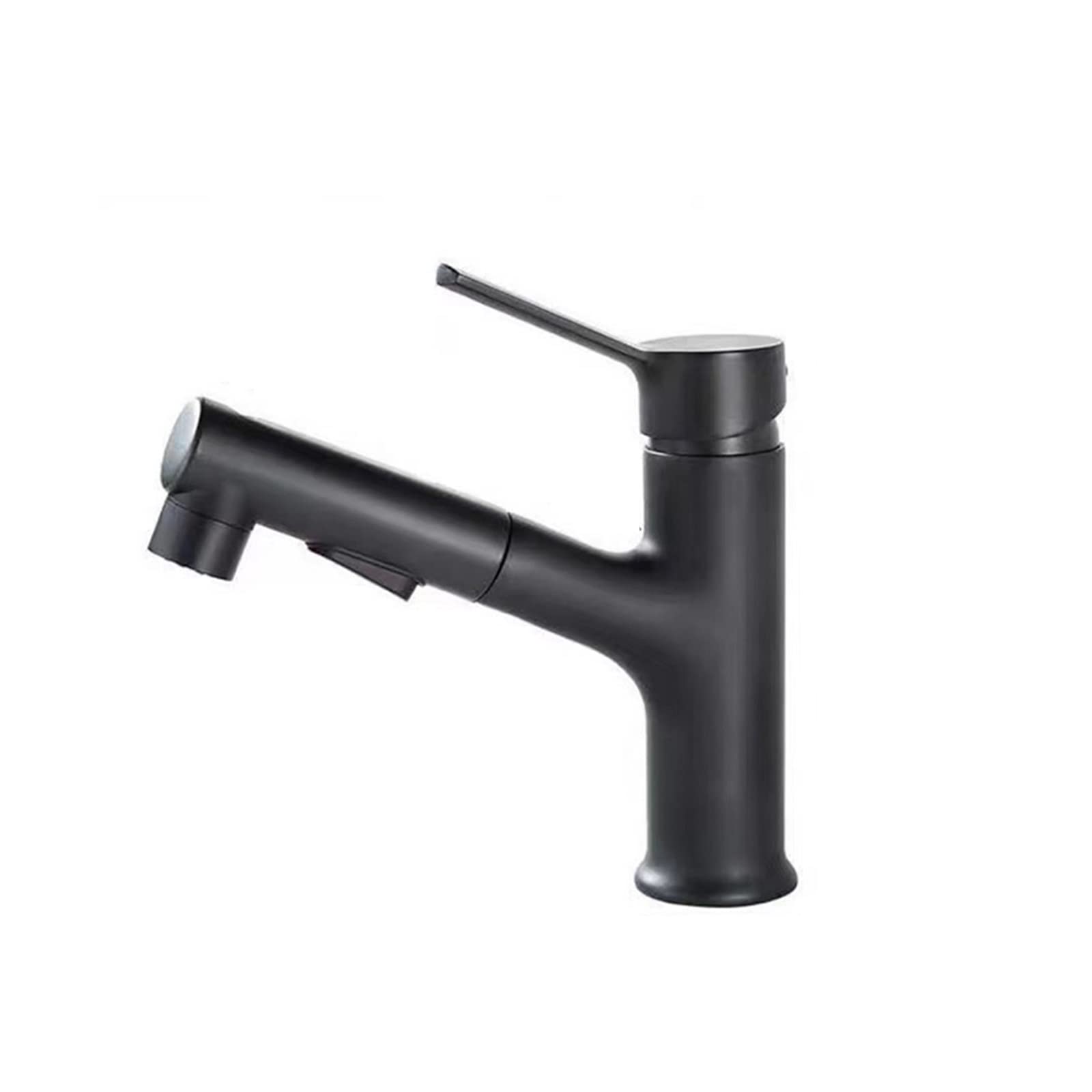 Robinet de salle de bain noir monotrou avec bec rétractable pratique A-96013-bk