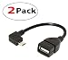 (2 Pack) SaiTech Micro USB OTG Host Cable - 5Pin Micro USB B Male to USB A Female 90Degree Angle Adapter Converter Cable