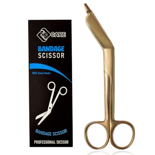 YSCARE Ciseaux à bandage en acier inoxydable pour premiers secours, ciseaux de pansement pour étudiant, infirmière, ambulancier (doré, 14 cm)