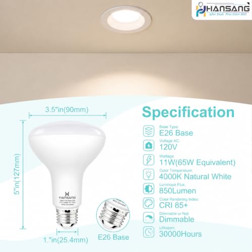 BR30 LED Flood Light Bulbs 65W Equivalent Dimmable E26 4000K Natural White - image 2