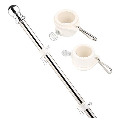 Flag Pole Kit, BicycleStore 5 FT American Flag Pole with Rotating Rings Stainless Steel US Flagpole Rustproof for House Outside Residential and Commercial