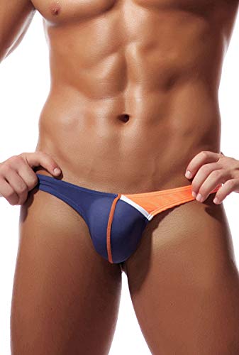 Newsywell Men's Ice Silk Thong Bikini Sport Low Rise Soft Silky Breathable Briefs Underwear Purple Blue X-Large #TOP25