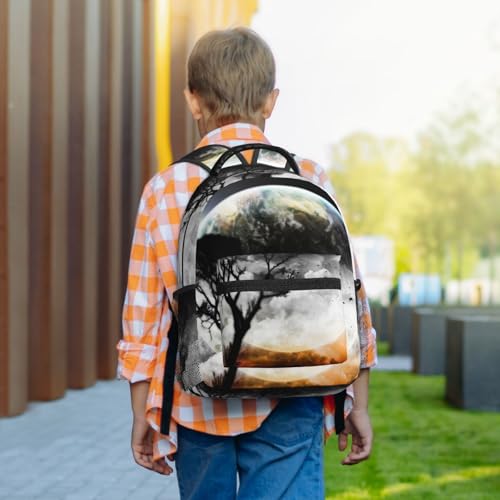 Sac à dos imprimé Planet View pour étudiant noir imperméable
