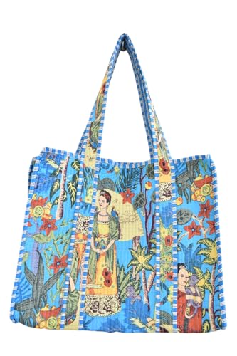 Image of Women's 100% Cotton Lightweight Shoulder Tote Bag with Interior Poeckt Casual Handbag for Women