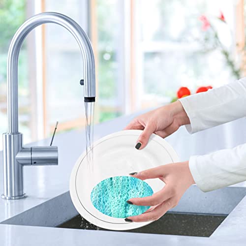 Image of Abstract Turquoise Household Cleaning Sponges Kitchen Sponge Washing Dishes Cleaning Kitchen Non-Scratch 3 Scrub Sponges for Kitchen Dishes Sinks