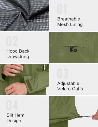 Image of Little Donkey Andy Men's Waterproof Rain Jacket Outdoor Raincoat for Hiking