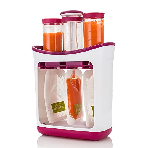 Yuehuamech Squeeze Station - Máquina de alimentos para bebé, relleno de puré de frutas, hecho en casa para bebé, zumo de fruta fresca, con bolsillos de almacenamiento para alimentos caseros para bebés