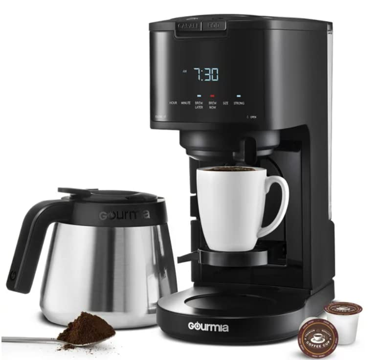 Coffee Maker 2 in 1, 12-cup with Termal Carafe + Single Serve K-cup Compatible