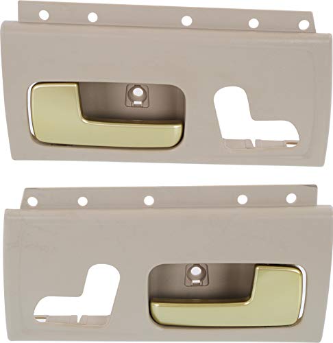 Garage-Pro Front Interior Door Handle Set of 2 Compatible with 2003-2011 Lincoln Town Car Beige bezel with chrome/gold lever Driver and Passenger Side