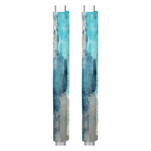 Image of Pardick Refrigerator Door Handle Covers Set of 2 Turquoise and Grey Abstract Art Washable Dishwasher Mocrowave Fridge Oven Door Decor Handle Cover Keep Your Kitchen Appliance Clean from Food Stains