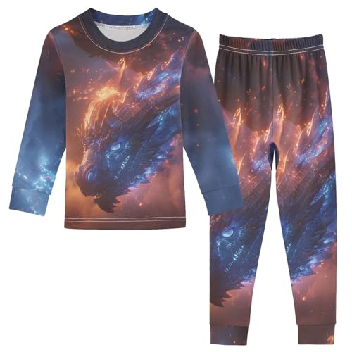 ALAZA Magic Dragon Pajama Set Pijamas Para Niños Long Sleeve Sleepwear