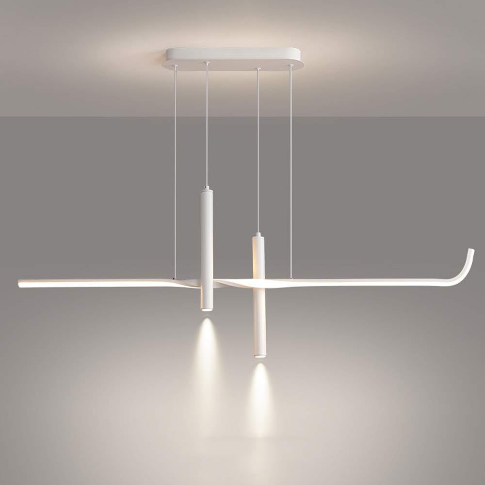 Suspension linéaire LED noire à 3 nuances de couleur et spots intégrés performants
