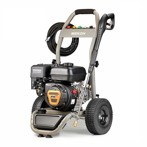 MEKON Gas Pressure Washers, 3300 PSI 2.5 GPM, 5 Adjustable Nozzles, Max