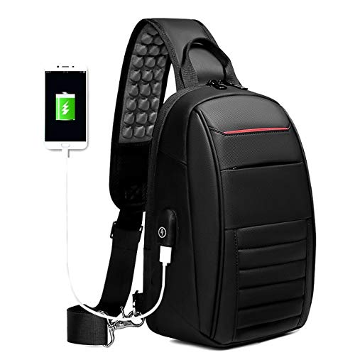 Xennos Crossbody Bags - EURCOOL Multifunction Shoulder Bag Men Business Crossbody Bags USB Charging Design Chest Bag Waterproof Messenger Bag Male n1908 - (Color: Black)
