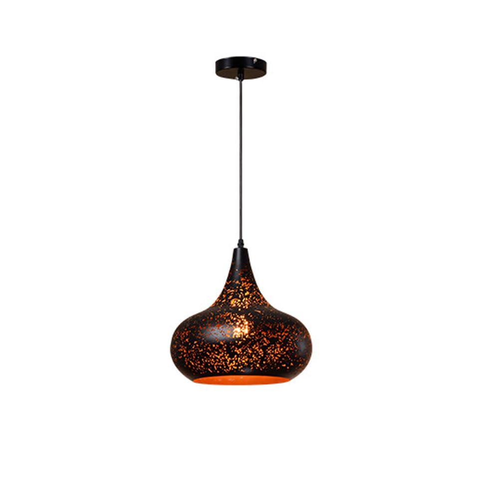 Suspension E27 rétro noir en fer forgé ajouré luminaire de 30x31cm pour cuisine