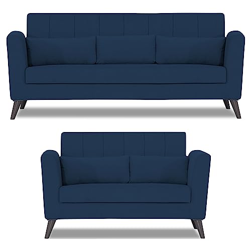 Image of Adorn India Daniel 3+2 5 Seater Sofa Set (Blue) (3 Year Warranty)