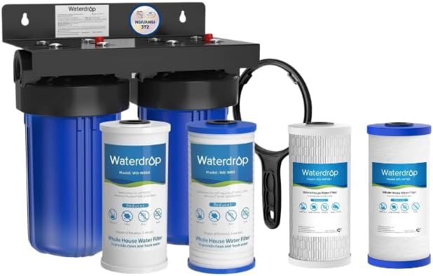Waterdrop Sistema de filtro de agua para toda la casa, filtración de 5 etapas, reduce altamente el plomo, el cloro, el olor y el sabor, 2 etapas de